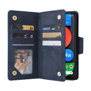 For Google Pixel 4A 5G Rivet Buckle 9 Cards Three Fold Leather Phone Case(Blue)