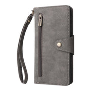 For Google Pixel 4A 5G Rivet Buckle 9 Cards Three Fold Leather Phone Case(Grey)