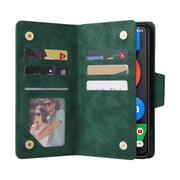 For Google Pixel 4A 5G Rivet Buckle 9 Cards Three Fold Leather Phone Case(Green)