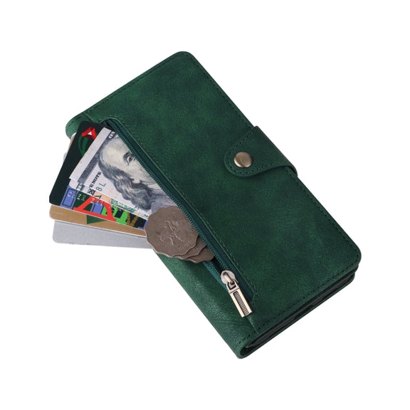 For Google Pixel 4A 5G Rivet Buckle 9 Cards Three Fold Leather Phone Case(Green)