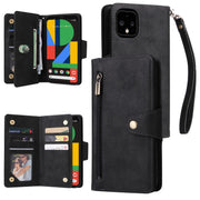 For Google Pixel 4 XL Rivet Buckle 9 Cards Three Fold Leather Phone Case(Black)