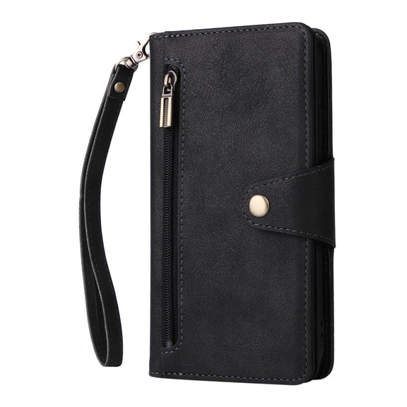 For Google Pixel 4 XL Rivet Buckle 9 Cards Three Fold Leather Phone Case(Black)
