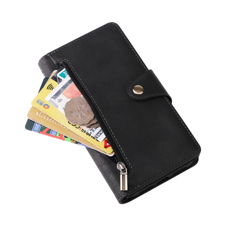 For Google Pixel 4 XL Rivet Buckle 9 Cards Three Fold Leather Phone Case(Black)