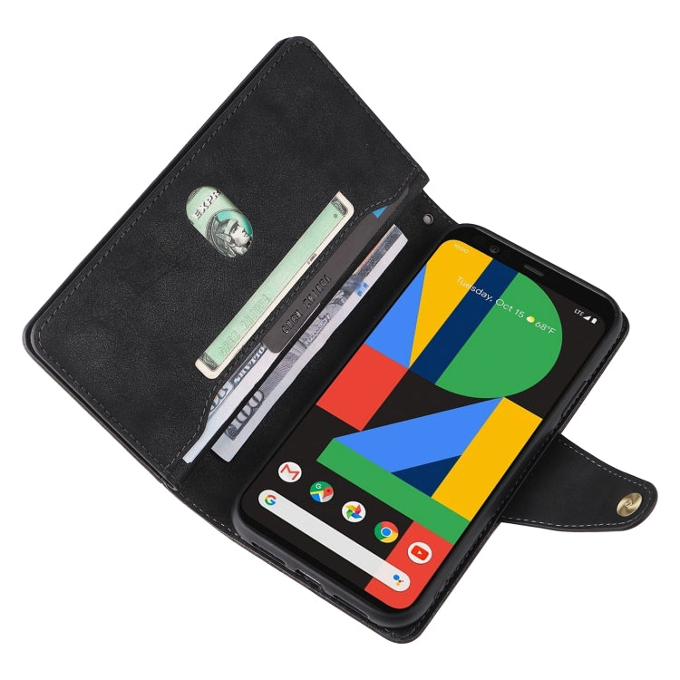 For Google Pixel 4 XL Rivet Buckle 9 Cards Three Fold Leather Phone Case(Black)