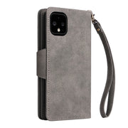 For Google Pixel 4 XL Rivet Buckle 9 Cards Three Fold Leather Phone Case(Grey)