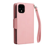 For Google Pixel 4 XL Rivet Buckle 9 Cards Three Fold Leather Phone Case(Rose Gold)