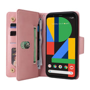 For Google Pixel 4 XL Rivet Buckle 9 Cards Three Fold Leather Phone Case(Rose Gold)