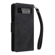 For Google Pixel 6 Rivet Buckle 9 Cards Three Fold Leather Phone Case(Black)