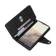 For Google Pixel 6 Rivet Buckle 9 Cards Three Fold Leather Phone Case(Black)