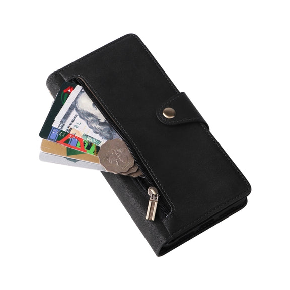 For Google Pixel 6 Rivet Buckle 9 Cards Three Fold Leather Phone Case(Black)
