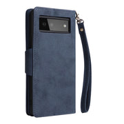 For Google Pixel 6 Rivet Buckle 9 Cards Three Fold Leather Phone Case(Blue)