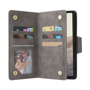 For Google Pixel 6 Rivet Buckle 9 Cards Three Fold Leather Phone Case(Grey)