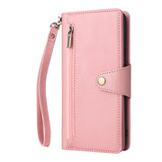 For Google Pixel 6 Rivet Buckle 9 Cards Three Fold Leather Phone Case(Rose Gold)