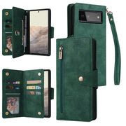 For Google Pixel 6 Rivet Buckle 9 Cards Three Fold Leather Phone Case(Green)