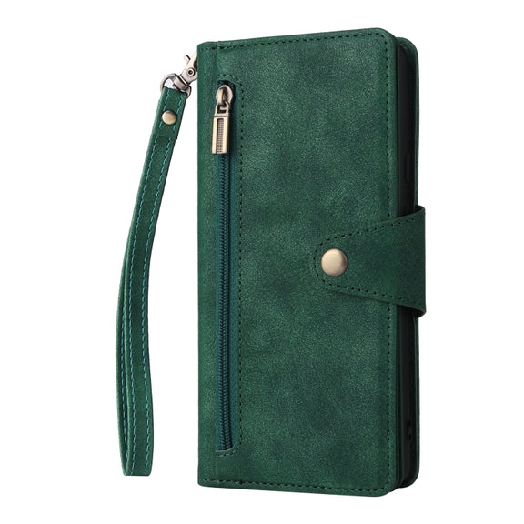 For Google Pixel 6 Rivet Buckle 9 Cards Three Fold Leather Phone Case(Green)