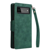 For Google Pixel 6 Rivet Buckle 9 Cards Three Fold Leather Phone Case(Green)