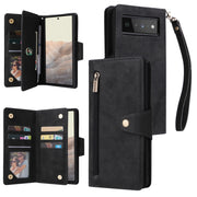 For Google Pixel 6 Pro Rivet Buckle 9 Cards Three Fold Leather Phone Case(Black)