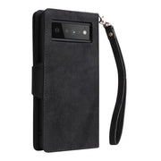 For Google Pixel 6 Pro Rivet Buckle 9 Cards Three Fold Leather Phone Case(Black)