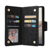 For Google Pixel 6 Pro Rivet Buckle 9 Cards Three Fold Leather Phone Case(Black)