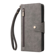 For Google Pixel 6 Pro Rivet Buckle 9 Cards Three Fold Leather Phone Case(Grey)
