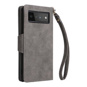For Google Pixel 6 Pro Rivet Buckle 9 Cards Three Fold Leather Phone Case(Grey)