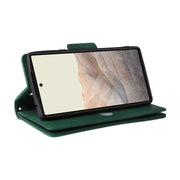 For Google Pixel 6 Pro Rivet Buckle 9 Cards Three Fold Leather Phone Case(Green)