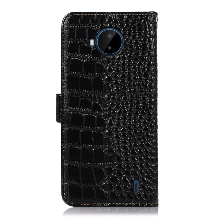 For Nokia C20 Plus Crocodile Top Layer Cowhide Leather Phone Case(Black)