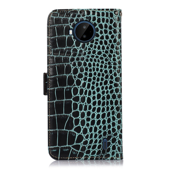 For Nokia C20 Plus Crocodile Top Layer Cowhide Leather Phone Case(Green)