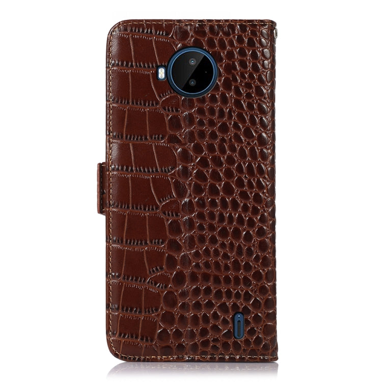 For Nokia C20 Plus Crocodile Top Layer Cowhide Leather Phone Case(Brown)