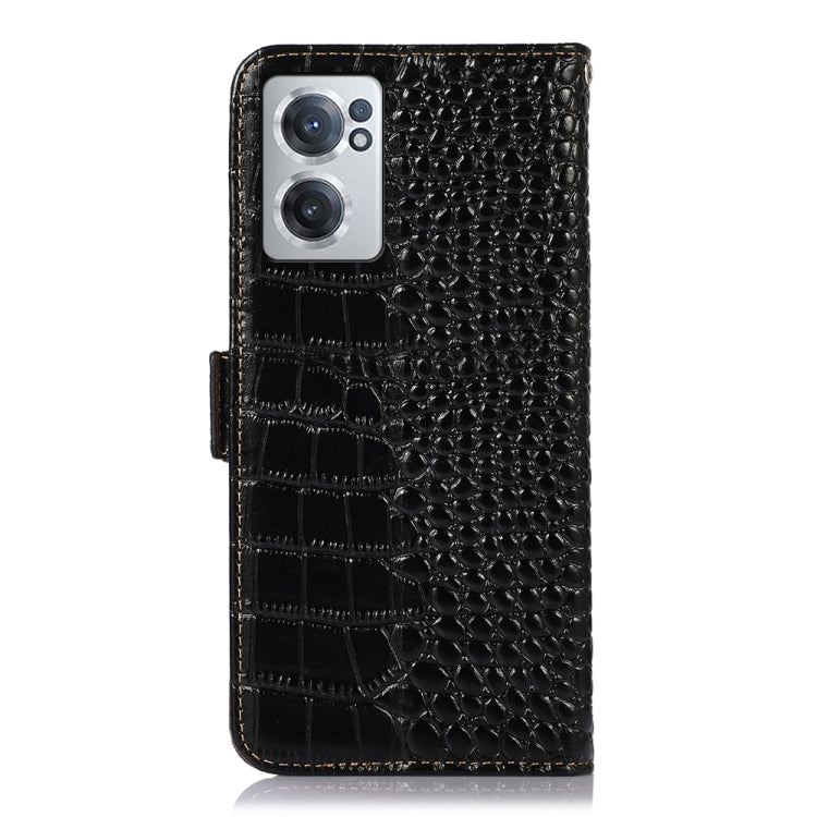 For OnePlus Nord CE 2 5G Crocodile Top Layer Cowhide Leather Phone Case(Black)