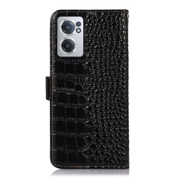 For OnePlus Nord CE 2 5G Crocodile Top Layer Cowhide Leather Phone Case(Black)