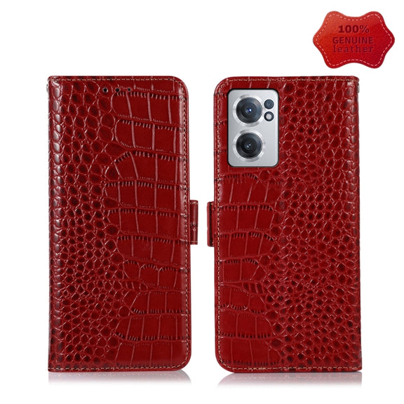 For OnePlus Nord CE 2 5G Crocodile Top Layer Cowhide Leather Phone Case(Red)