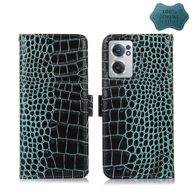 For OnePlus Nord CE 2 5G Crocodile Top Layer Cowhide Leather Phone Case(Green)