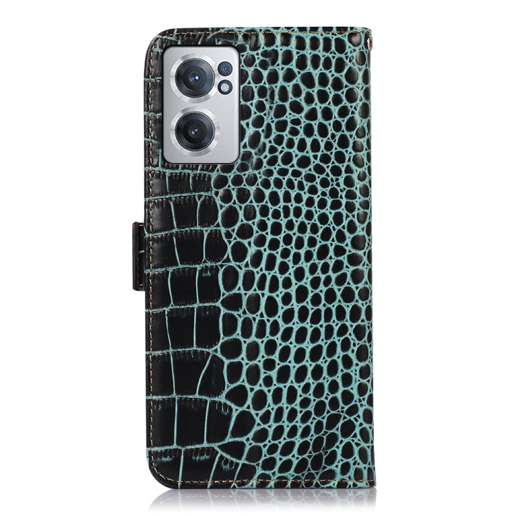 For OnePlus Nord CE 2 5G Crocodile Top Layer Cowhide Leather Phone Case(Green)