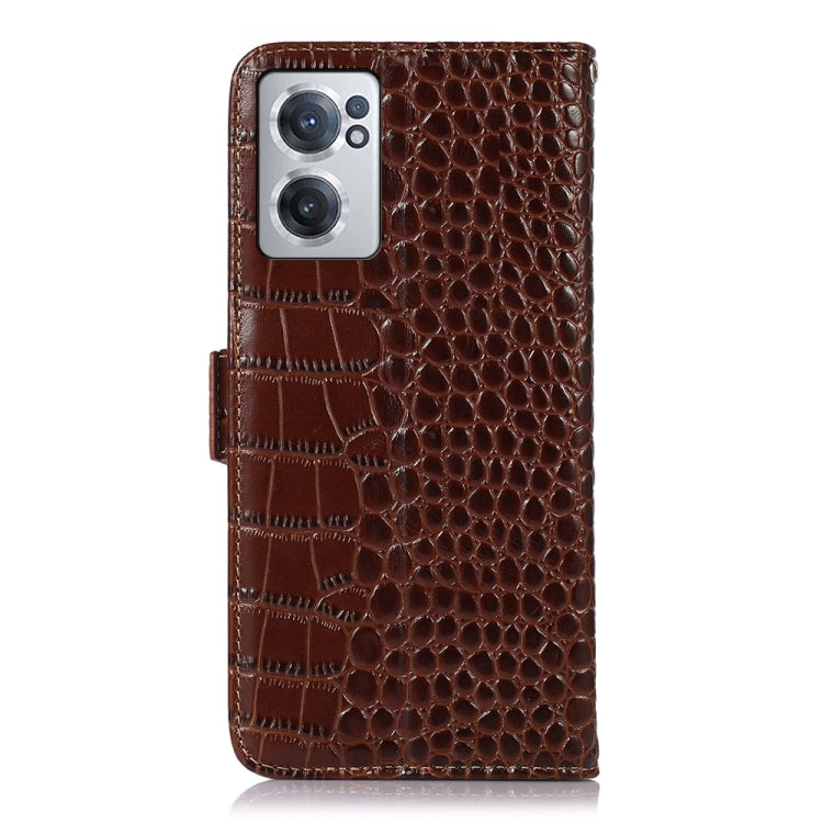For OnePlus Nord CE 2 5G Crocodile Top Layer Cowhide Leather Phone Case(Brown)