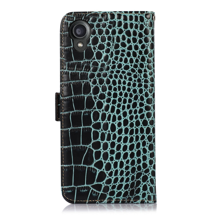 For Kyocera Digno BX2 Crocodile Top Layer Cowhide Leather Phone Case(Green)