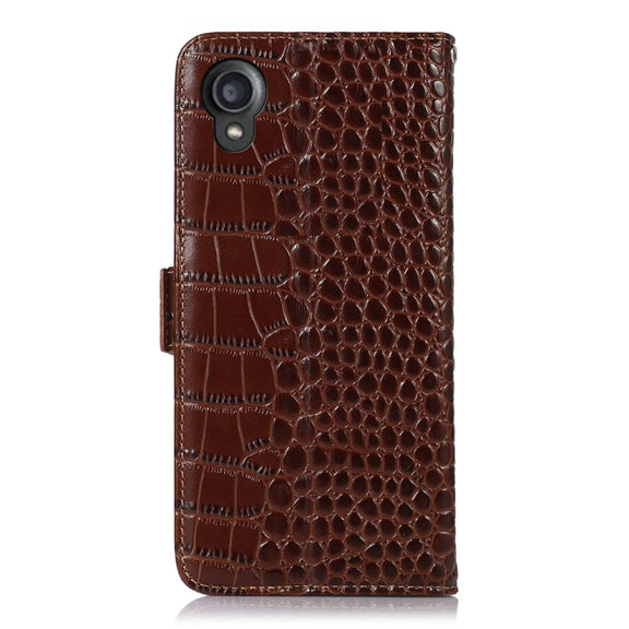 For Kyocera Digno BX2 Crocodile Top Layer Cowhide Leather Phone Case(Brown)
