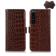 For Sony Xperia 1 IV Crocodile Top Layer Cowhide Leather Phone Case(Brown) - Sony Cases by PMC TechLife | Online Shopping South Africa | PMC TechLife | Buy Now Pay Later Mobicred