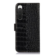 For Sony Xperia 10 IV Crocodile Top Layer Cowhide Leather Phone Case(Black)