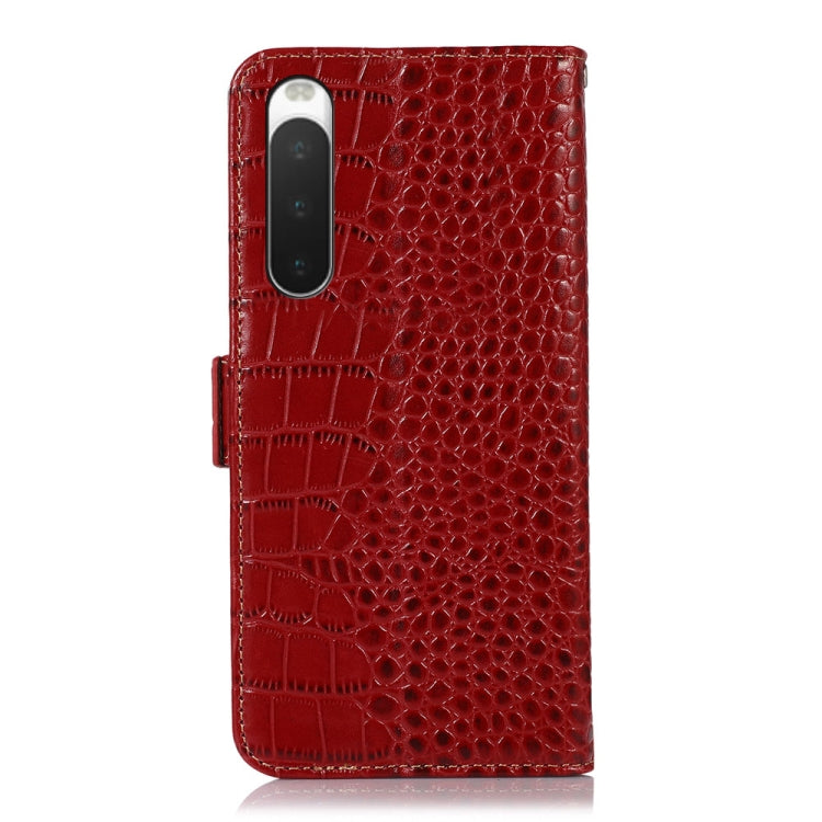 For Sony Xperia 10 IV Crocodile Top Layer Cowhide Leather Phone Case(Red)