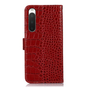 For Sony Xperia 10 IV Crocodile Top Layer Cowhide Leather Phone Case(Red)