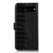 For Google Pixel 7 Pro 5G Crocodile Top Layer Cowhide Leather Phone Case(Black)