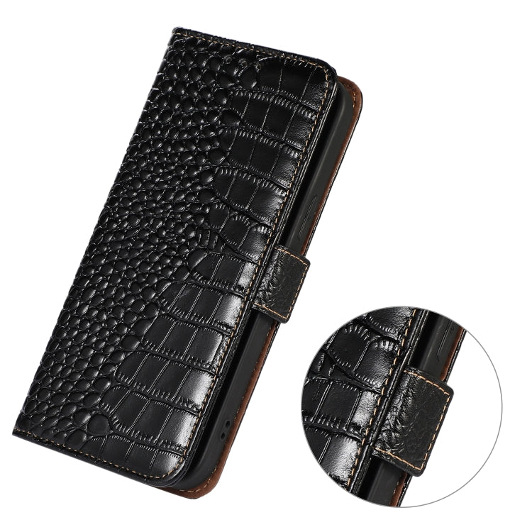 For Google Pixel 7 Pro 5G Crocodile Top Layer Cowhide Leather Phone Case(Black)