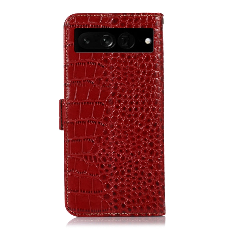 For Google Pixel 7 Pro 5G Crocodile Top Layer Cowhide Leather Phone Case(Red)