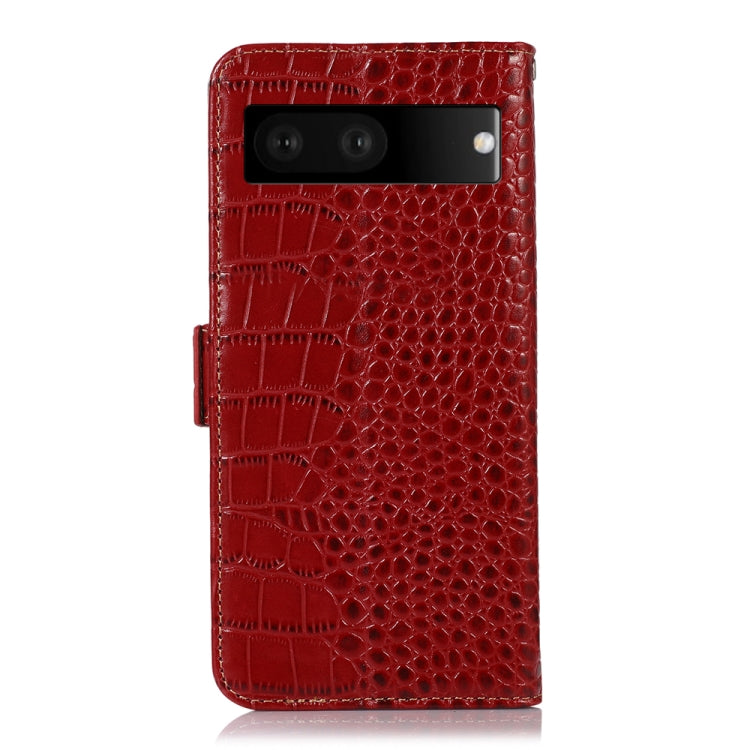 For Google Pixel 7 5G Crocodile Top Layer Cowhide Leather Phone Case(Red)