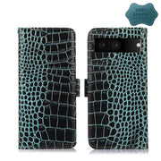 For Google Pixel 7 5G Crocodile Top Layer Cowhide Leather Phone Case(Green)