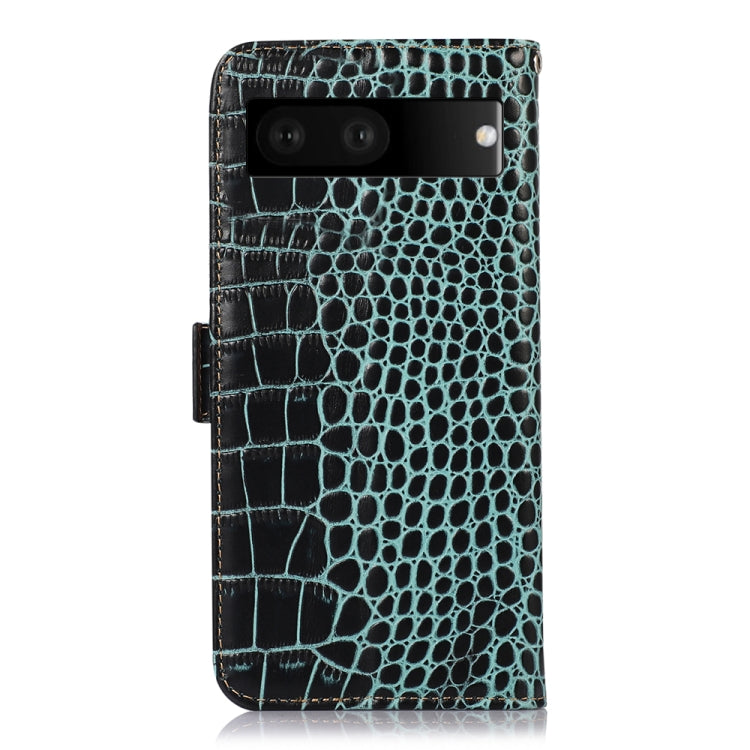 For Google Pixel 7 5G Crocodile Top Layer Cowhide Leather Phone Case(Green)