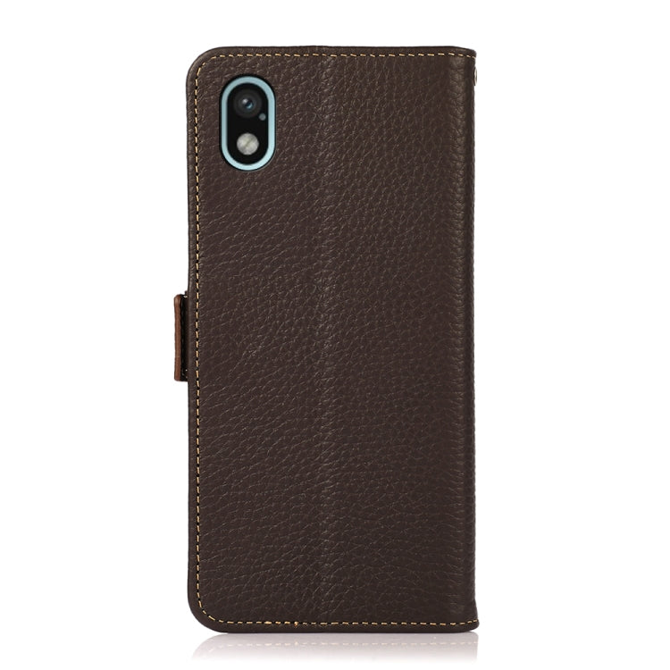 For Sony Xperia Ace III KHAZNEH Side-Magnetic Litchi Genuine Leather RFID Phone Case(Brown)