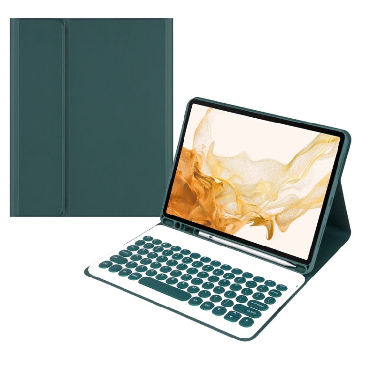 For Xiaomi Pad 6S Pro 12.4 2024 +X3 Candy Color Round Keys Bluetooth Keyboard Leather Case(Dark Night Green)
