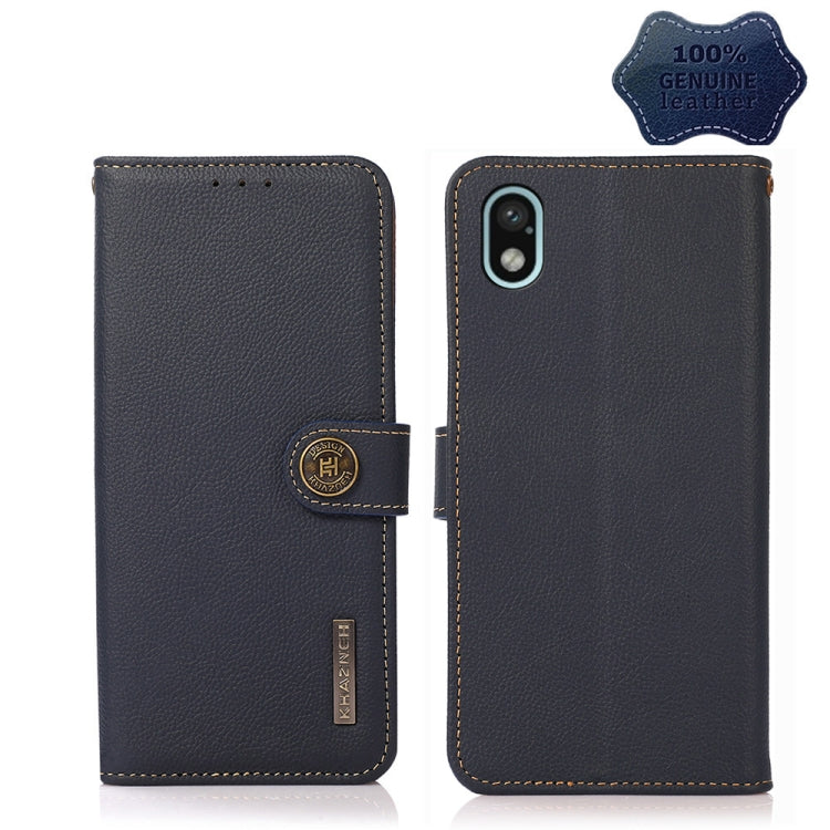 For Sony Xperia Ace III KHAZNEH Custer Genuine Leather RFID Phone Case(Blue)